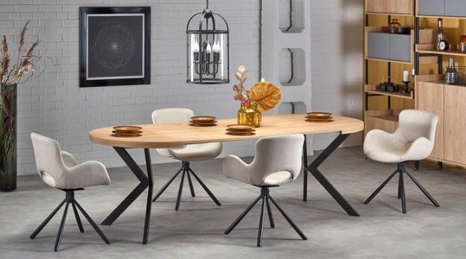 Стіл розкладний PERONI Halmar 100(250)х100 Золотий Дуб/Чорний фотографія