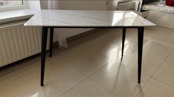 Стол SABA CERAMIC Intarsio 130x70 Белый Глянец Керамика Черный Мат фотография