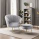 Крісло м'яке з підставкою MEBEL ELITE GRAND Velvet Сірий