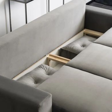 Диван 3-х местный бархатный MEBEL ELITE EMIL Velvet 230 см Серый фотография