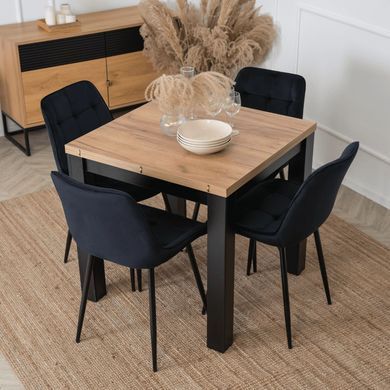 Комплект стол раскладной MEBEL ELITE MAX 80(160)х80 см Дуб Крафт Черный +4 стулья CHRIS Черный фотография