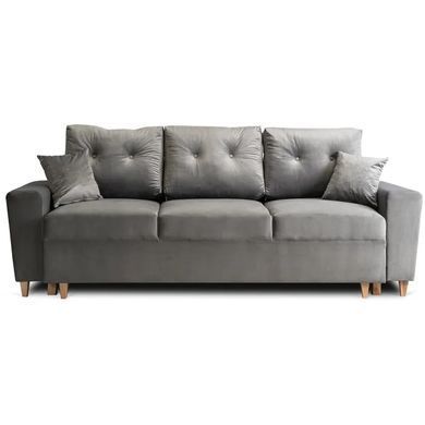 Диван 3-х местный бархатный MEBEL ELITE EMIL Velvet 230 см Серый фотография