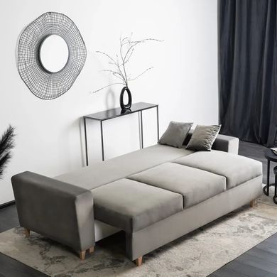 Диван 3-х местный бархатный MEBEL ELITE EMIL Velvet 230 см Серый фотография