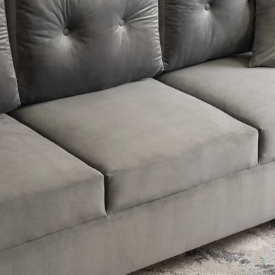 Диван 3-х местный бархатный MEBEL ELITE EMIL Velvet 230 см Серый фотография