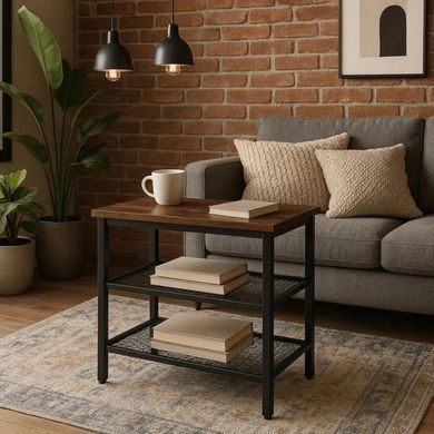 Журнальний столик MEBEL ELITE CARTER 60*30 рустикальний дуб/чорний фотографія