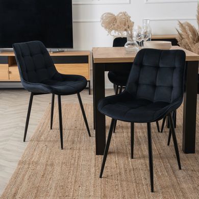 Комплект стол раскладной MEBEL ELITE MAX 80(160)х80 см Дуб Крафт Черный +4 стулья CHRIS Черный фотография