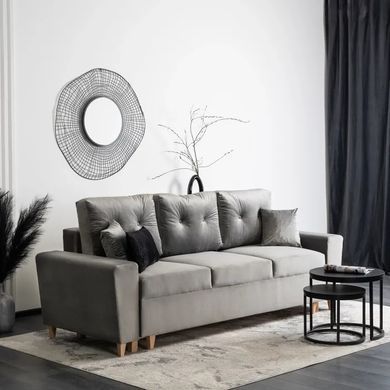 Диван 3-х местный бархатный MEBEL ELITE EMIL Velvet 230 см Серый фотография