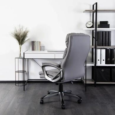 Стул офисный вращающийся MEBEL ELITE STRATO Экокожа Серый фотография