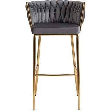 Барний стілець оксамитовий MEBEL ELITE FLORES 2 Velvet сірий / золотий фотографія