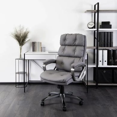 Стул офисный вращающийся MEBEL ELITE STRATO Экокожа Серый фотография