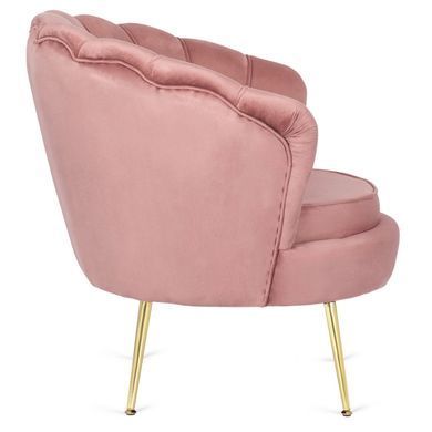 Крісло м'яке з підставкою MEBEL ELITE GRAND Velvet Рожевий фотографія