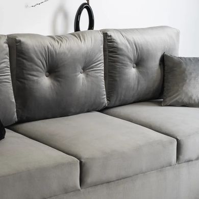 Диван 3-х местный бархатный MEBEL ELITE EMIL Velvet 230 см Серый фотография