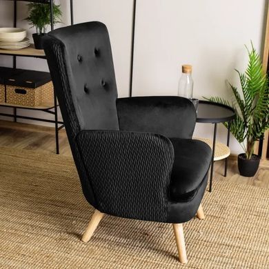 Крісло м'яке оксамитове MEBEL ELITE SANTOS Velvet Чорний фотографія