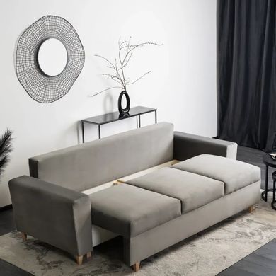 Диван 3-х местный бархатный MEBEL ELITE EMIL Velvet 230 см Серый фотография