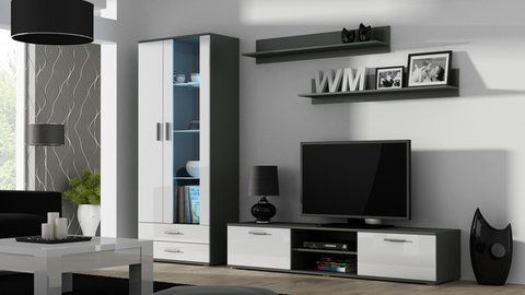 Стінка SOHO 8 Cama Білий Глянець/ Чорний Мат фотографія