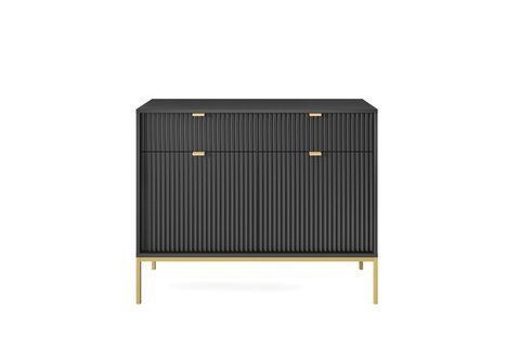 Комод Perfect Home Нова / Nova 2-дверний з 2 шухлядами і золотими ніжками KSZ104 Чорний фотографія