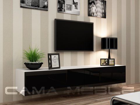 ТВ Тумба VIGO RTV Cama 140 Білий Мат / Чорний Глянець фотографія