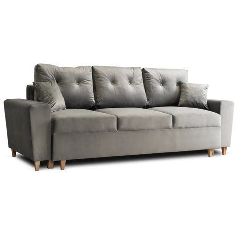 Диван 3-х местный бархатный MEBEL ELITE EMIL Velvet 230 см Серый фотография