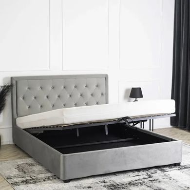 Ліжко двоспальне оксамитове MEBEL ELITE CROS Velvet 160x200 см Сірий фотографія