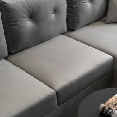 Угловой диван универсальный бархатный MEBEL ELITE MATEO Velvet 248 см Серый Правый фотография