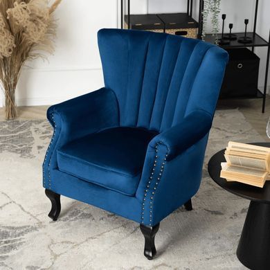Крісло м'яке оксамитове MEBEL ELITE MALLO Velvet Синій фотографія