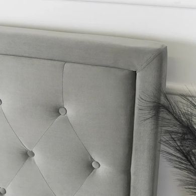 Ліжко двоспальне оксамитове MEBEL ELITE CROS Velvet 160x200 см Сірий фотографія