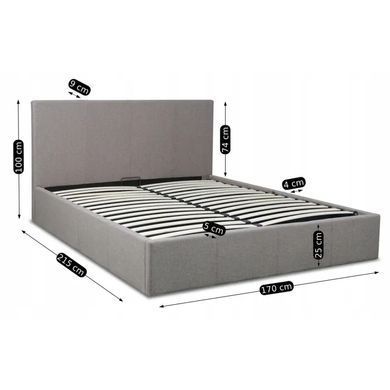 Кровать двуспальная MEBEL ELITE MELIA, 160x200 см ткань Серый фотография