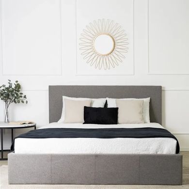 Кровать двуспальная MEBEL ELITE MELIA, 160x200 см ткань Серый фотография