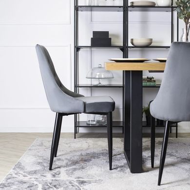 Комплект стол раскладной MEBEL ELITE EDWIN 120(160)х90 см Дуб золотой Черный +4 стула CORK Серый фотография