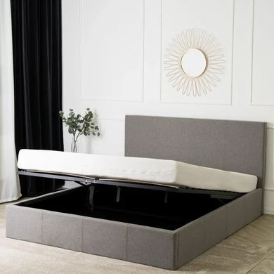 Кровать двуспальная MEBEL ELITE MELIA, 160x200 см ткань Серый фотография
