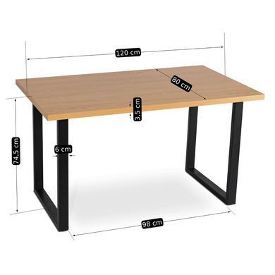 Стол MEBEL ELITE VETTEL 120х80 см Дуб / Черный фотография