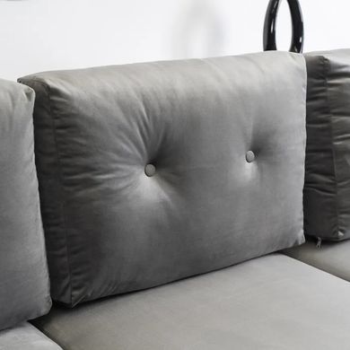 Угловой диван универсальный бархатный MEBEL ELITE MATEO Velvet 248 см Серый Правый фотография