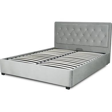 Ліжко двоспальне оксамитове MEBEL ELITE CROS Velvet 160x200 см Сірий фотографія