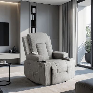 Масажне крісло MEBEL ELITE BOX Вельвет Сірий фотографія