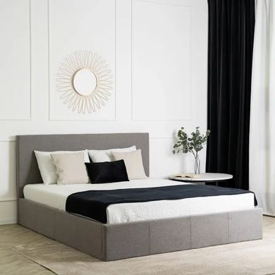 Кровать двуспальная MEBEL ELITE MELIA, 160x200 см ткань Серый фотография