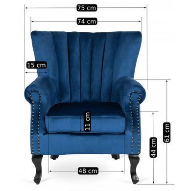 Крісло м'яке оксамитове MEBEL ELITE MALLO Velvet Синій фотографія