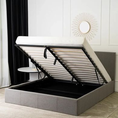 Кровать двуспальная MEBEL ELITE MELIA, 160x200 см ткань Серый фотография
