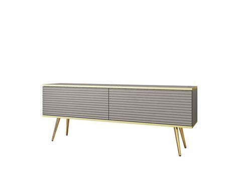 Тумба під телевізор Perfect Home Оро / Oro 2-дверна з золотими ніжками RTV135 MDF Сірий фотографія