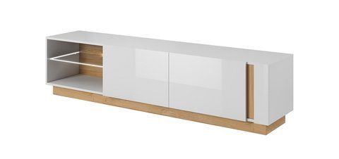 Тумба під телевізор Perfect Home Арко / Arco 2-дверна 2D/187 Білий глянець/дуб грандсон фотографія