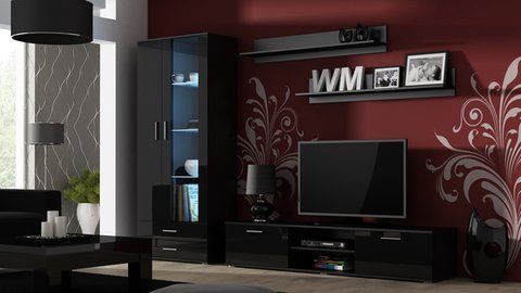 Стінка SOHO 8 Cama Чорний Глянець / Чорний Мат фотографія