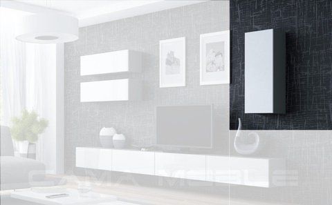 Вітрина підвісна VIGO Cama 90 Сірий Мат / Білий Глянець фотографія