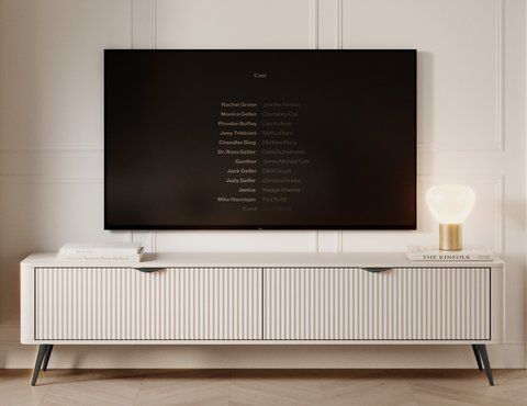 Тумба під телевізор Perfect Home Ланте / Lante 2-дверна з чорними ніжками 2D/163 Беж фотографія