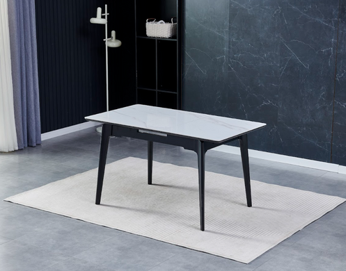 Стіл розкладний BERLIN CERAMIC Intarsio 111(140)x75 Білий Глянець Кераміка Чорний фотографія