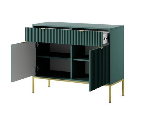 Комод Perfect Home Новая/Nova 2-дверный с 2 ​​ящиками и золотыми ножками KSZ104 Лабрадор фотография