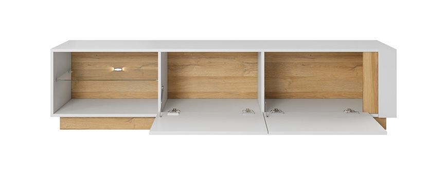 Тумба під телевізор Perfect Home Арко / Arco 2-дверна 2D/187 Білий глянець/дуб грандсон фотографія