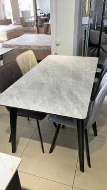 Стол раскладной BERLIN CERAMIC Intarsio 111(140)x75 Серый Глянец Керамика Черный фотография