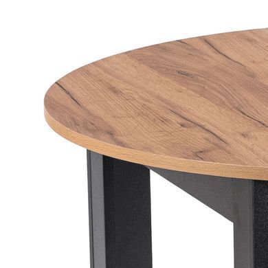 Стол раскладной круглый MEBEL ELITE JAMES 103(223)х103 Дуб крафт/черный фотография