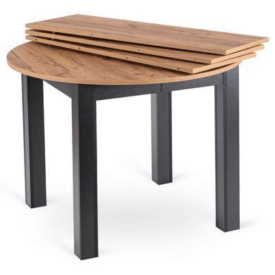 Стол раскладной круглый MEBEL ELITE JAMES 103(223)х103 Дуб крафт/черный фотография