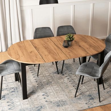 Стол раскладной круглый MEBEL ELITE JAMES 103(223)х103 Дуб крафт/черный фотография