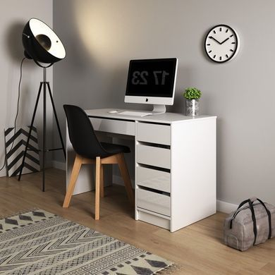 Стол туалетный письменный Perfect Home Ада/Ada 5S/120 с 5 ящиками Белый глянец фотография
